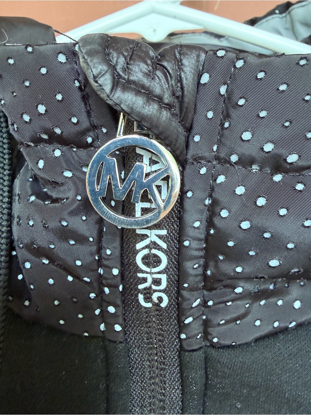 Michael Kors Black Quilted Polka Dot Backpack with Silver MK Charm